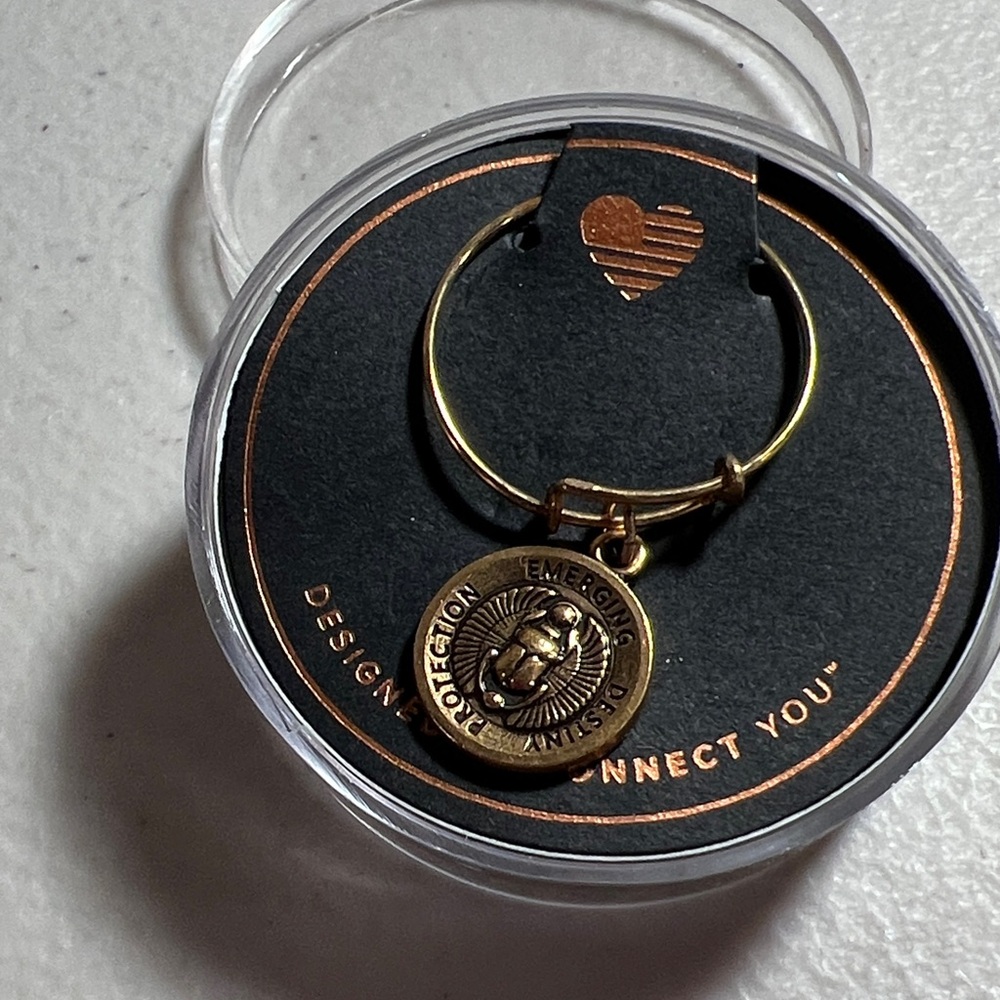 Alex and Ani Gold Scarab Adjustable Charm Ring